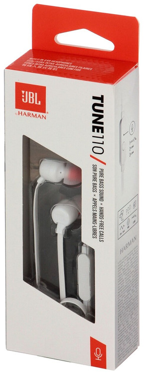 Наушники 3.5мм JBL Tune110 White белые JBLT110WHT, изображение 4