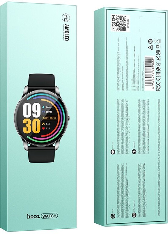 Кликните для увеличения изображения Умные часы Hoco Y10 AMOLED круглые 38mm Gray без звонков, изображение 4