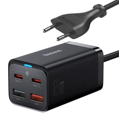 Сетевая зарядка Baseus GaN3 Pro Desktop Fast Charger CCGP040101 CCDK656E USB+USB+PD+PD Max 65W Black, изображение 3