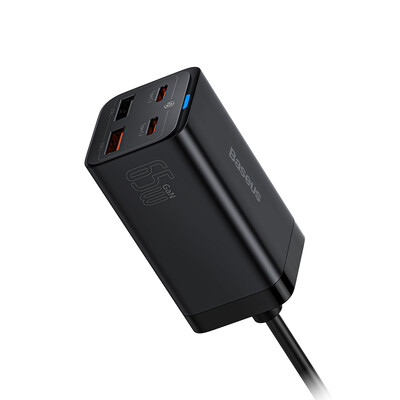 Сетевая зарядка Baseus GaN3 Pro Desktop Fast Charger CCGP040101 CCDK656E USB+USB+PD+PD Max 65W Black, изображение 4