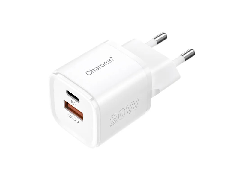 Сетевая зарядка Charome C10 PD + USB QC3.0 20W белая, изображение 2