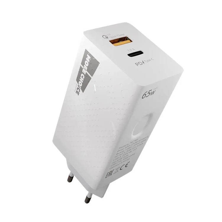 Кликните для увеличения изображения Сетевая зарядка GaN More Choice NC76Sa PD 65W белая, изображение 2
