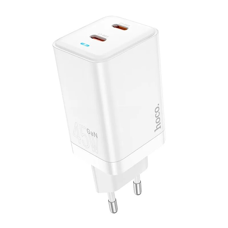 Кликните для увеличения изображения Сетевая зарядка Hoco N23 45W Starlight White PD3.0 Type-C - 2 порта, изображение 4
