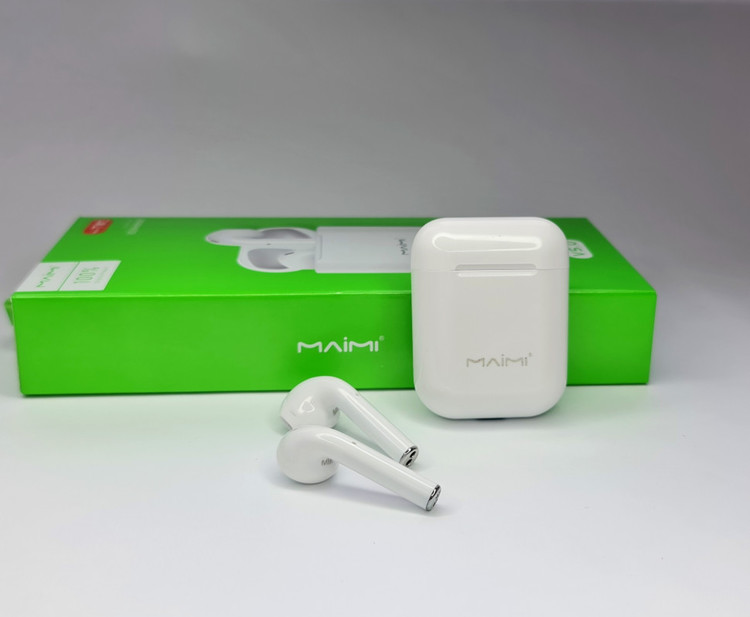 Кликните для увеличения изображения Наушники Bluetooth Maimi TW1 белые вкладыши, Lightning, изображение 2