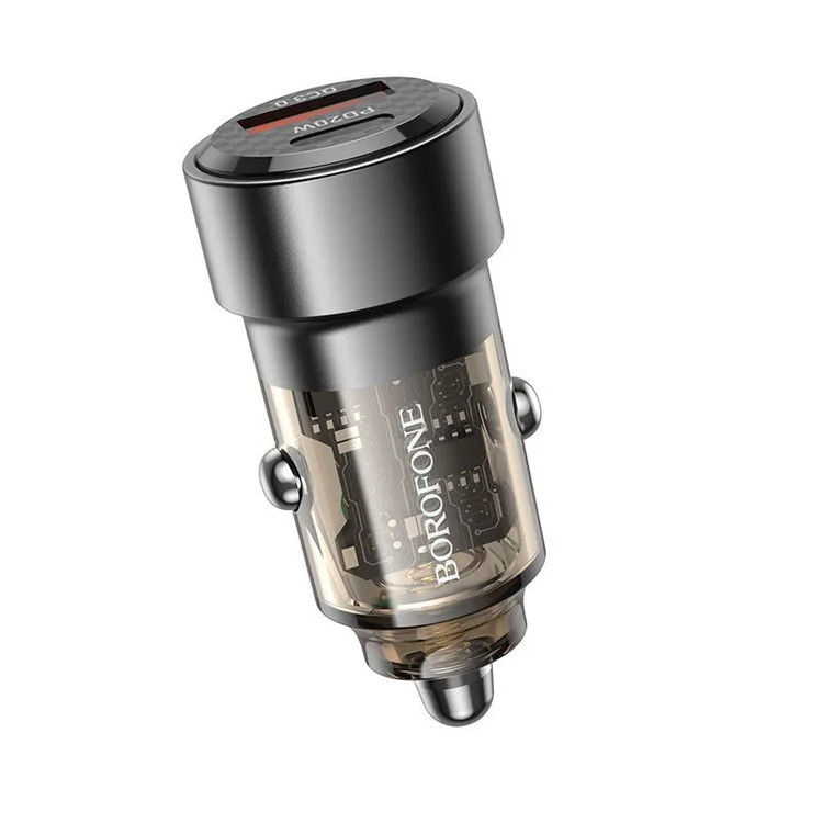 Кликните для увеличения изображения Авто зарядка Borofone BZ20 38W = PD 20W + USB 18W QC3.0 Black, изображение 2