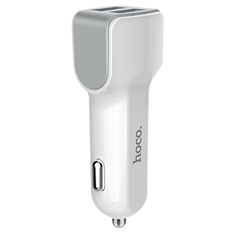 Кликните для увеличения изображения Авто зарядка Hoco Z23 2 USB порта 12W белая, изображение 2