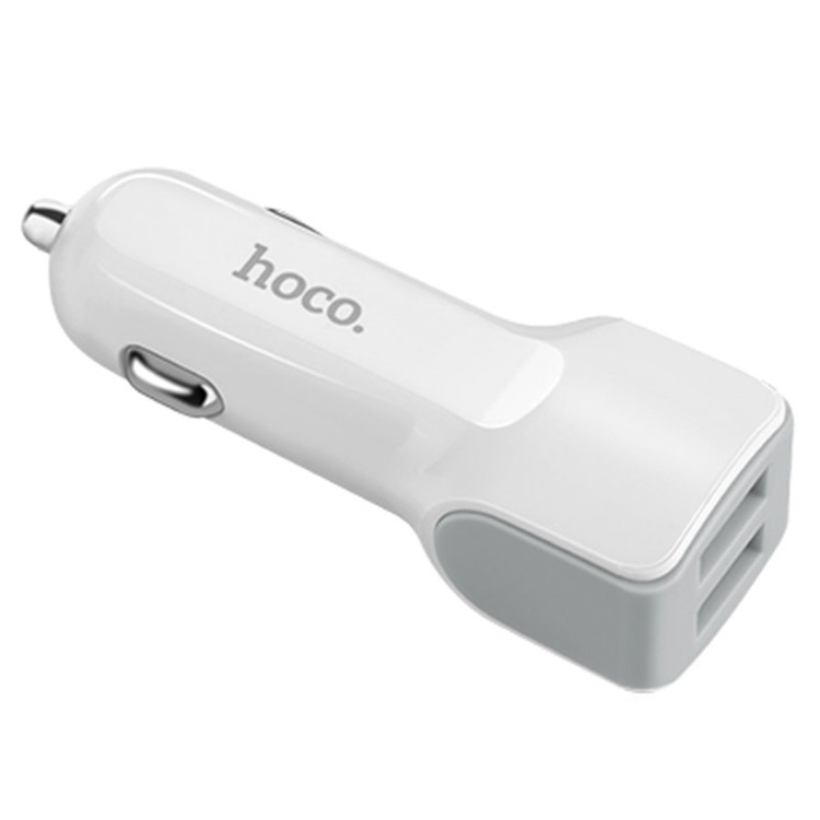 Кликните для увеличения изображения Авто зарядка Hoco Z23 2 USB порта 12W белая, изображение 3