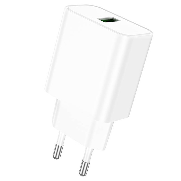 Кликните для увеличения изображения Сетевая зарядка Borofone BA72A USB QC3.0 18W 3A белая, изображение 2