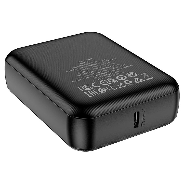 Power Bank 5000 мАч Hoco J96 Strider Power Bank Black USB-выход Type-C-вход 5V-2A, изображение 2