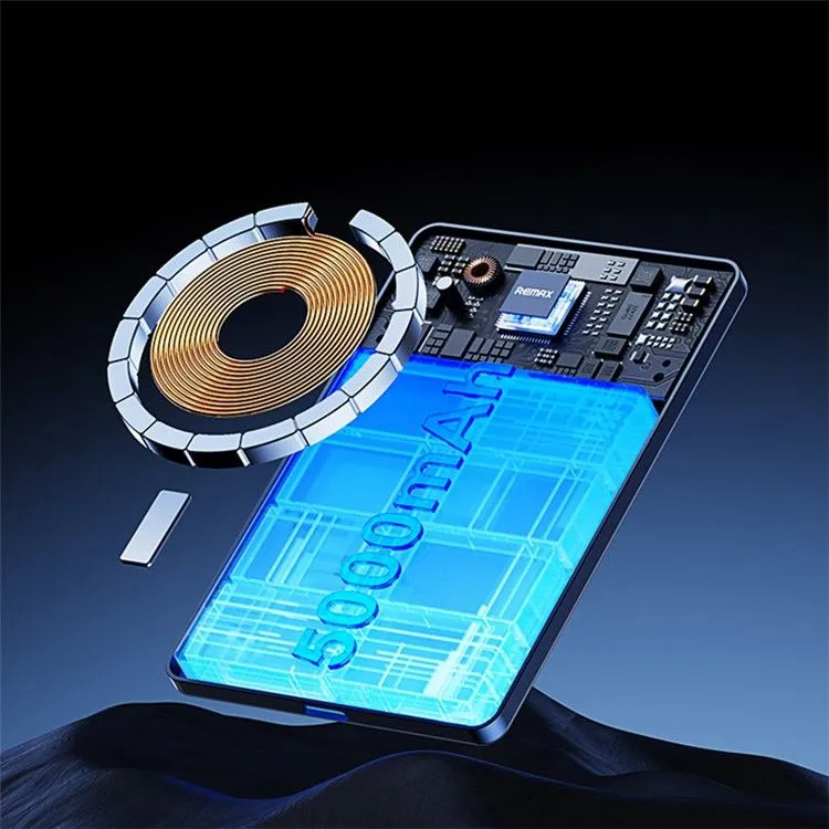 Кликните для увеличения изображения Power Bank 5000 мАч Remax Ultra Thin Magnetic Wireless Charger MagSafe 20W RPP-2 Gray, изображение 3