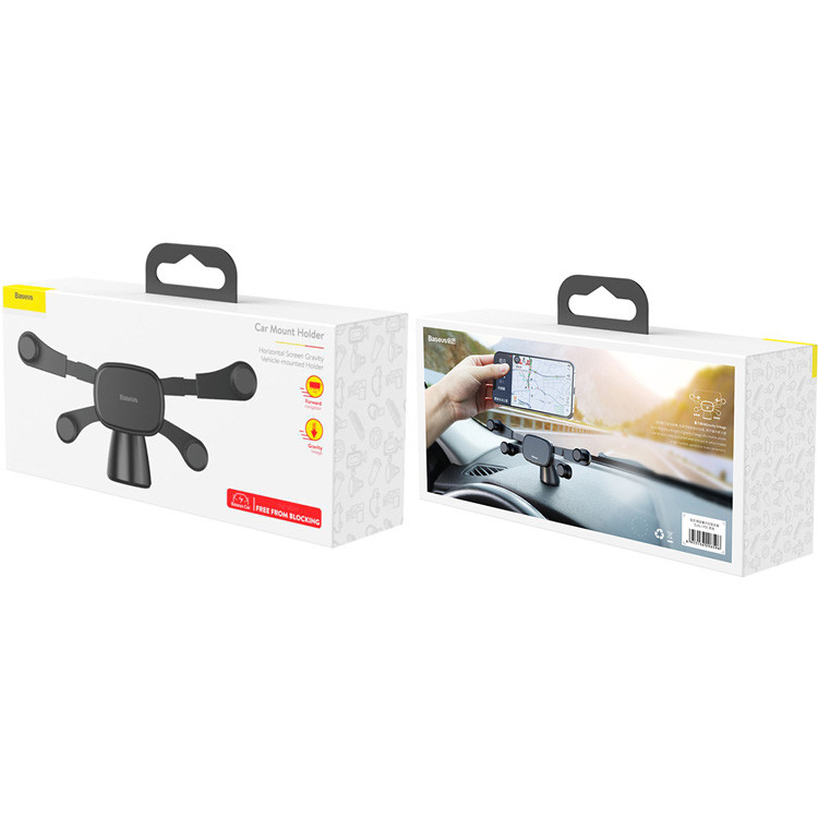 Кликните для увеличения изображения Авто-держатель Baseus Horizontal Screen Gravity Car Holder SUYL-HP01 Black самоклейка, изображение 4