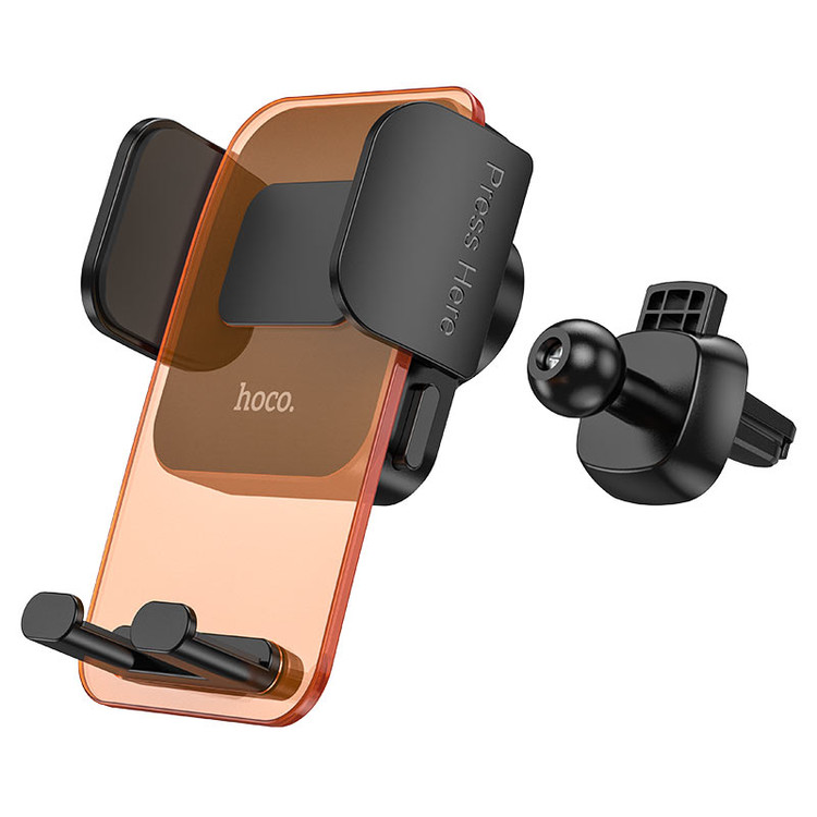 Кликните для увеличения изображения Авто-держатель Hoco CA117 зажимной в воздуховод, оранжевая площадка, изображение 2