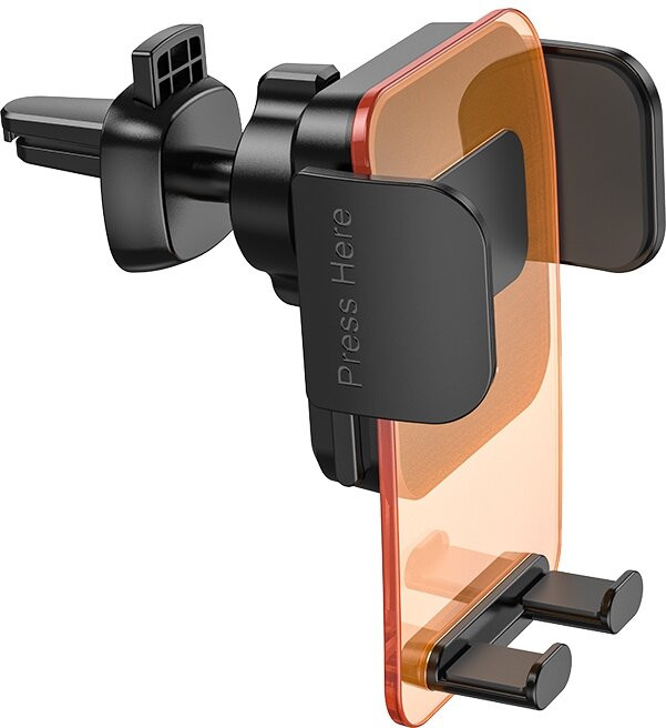 Кликните для увеличения изображения Авто-держатель Hoco CA117 зажимной в воздуховод, оранжевая площадка, изображение 3