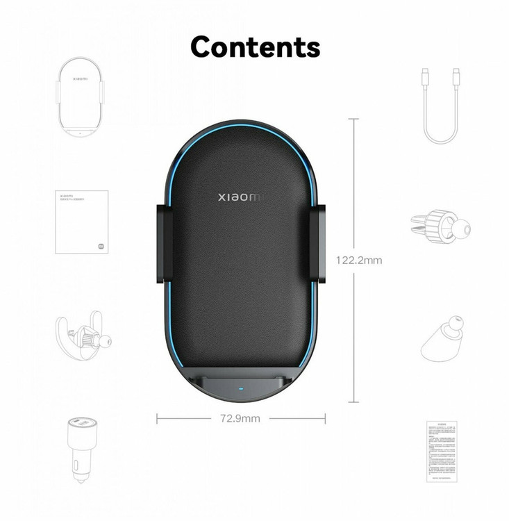 Кликните для увеличения изображения Авто-держатель Xiaomi Wireless Car Charger Pro 50W WCJ05ZM BHR4935CN в воздуховод Black, изображение 4