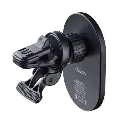 Кликните для увеличения изображения Авто-держатель Deppa MageSafe Crystal QICR10C MagSafe зарядка 15W Qi стекло, катушка Black, изображение 2