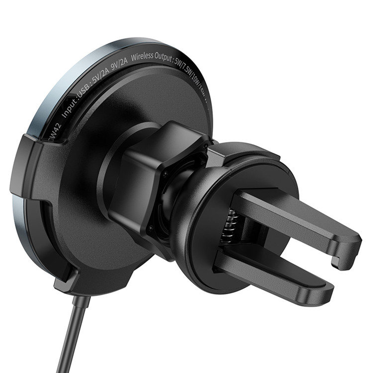 Кликните для увеличения изображения Авто-держатель Hoco CW42 MagSafe зарядка 15W Desktop/in Сar магнитный в воздуховод Black, изображение 5