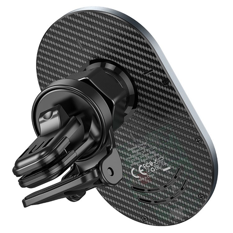 Кликните для увеличения изображения Авто-держатель Hoco CA91 Magic MagSafe зарядка 15W прищепка в воздуховод Black, изображение 4