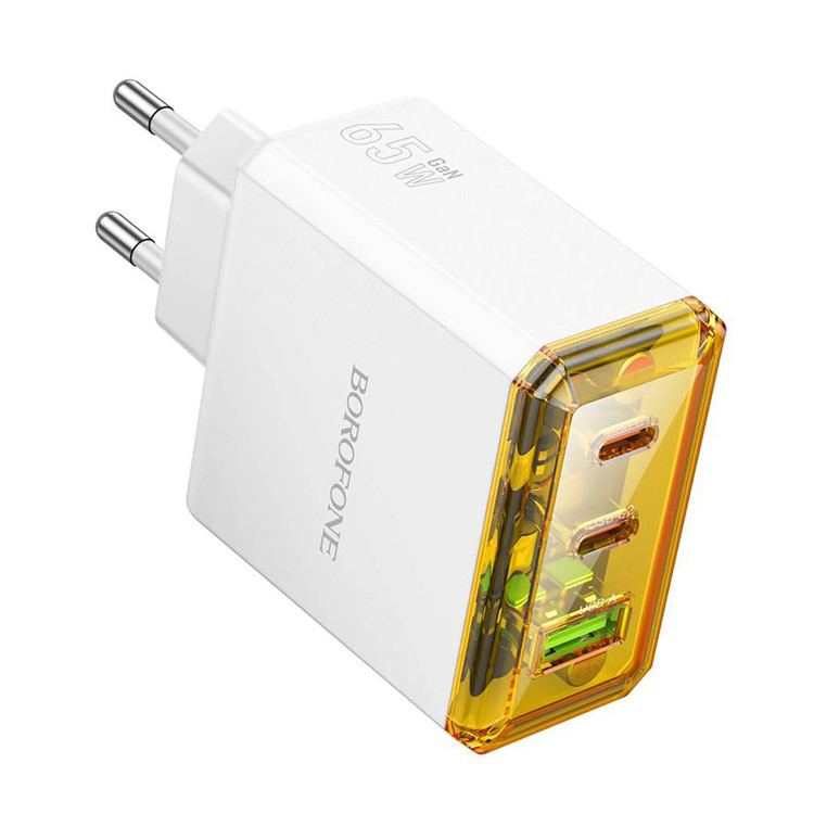 Кликните для увеличения изображения Сетевая зарядка Borofone BAS34A USB-A + 2 USB-C Max 65W White, изображение 2