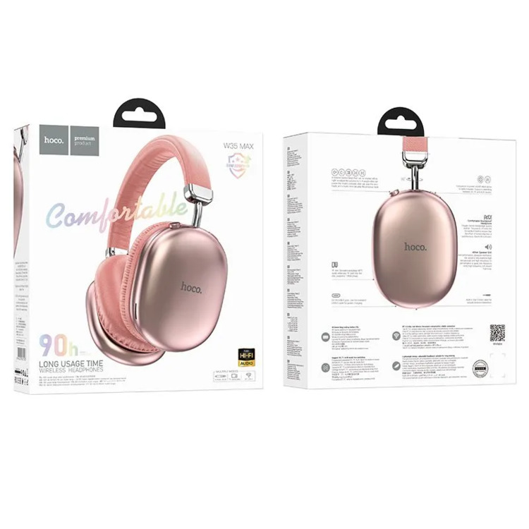 Кликните для увеличения изображения Наушники Bluetooth Hoco W35 Max Joy Pink полноразмерные, изображение 2