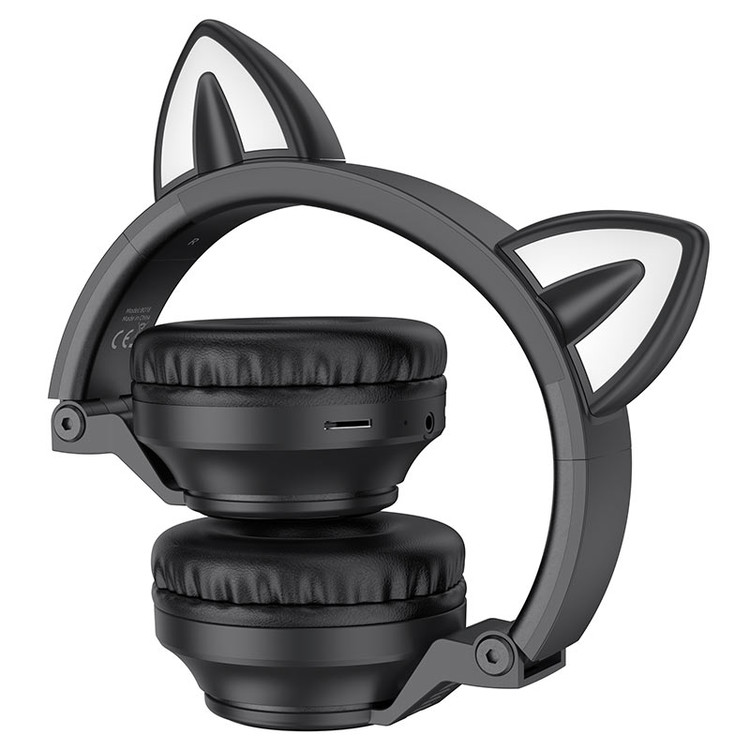 Кликните для увеличения изображения Наушники Bluetooth Borofone BO18 Cat Ears Black накладные, изображение 2