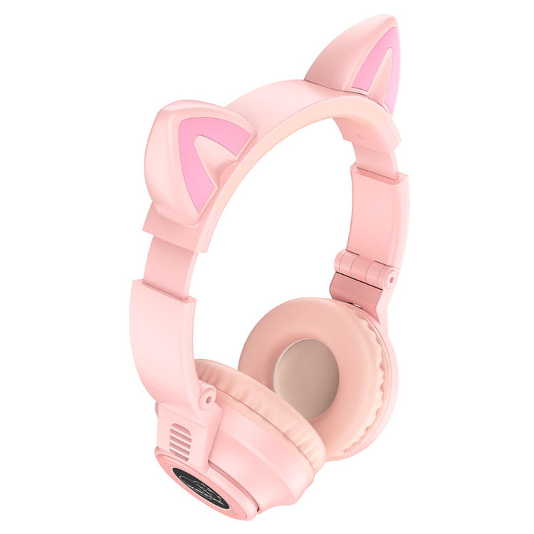 Наушники Bluetooth Borofone BO18 Cat Ears Pink накладные, изображение 2