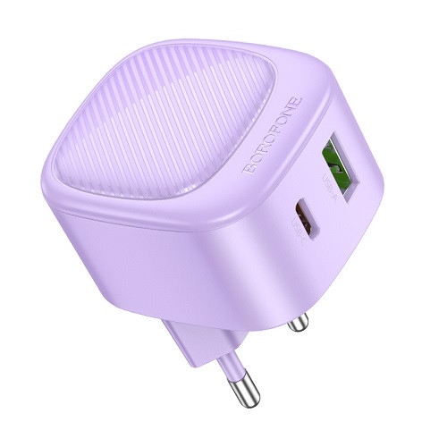 Кликните для увеличения изображения Сетевая зарядка Borofone BAS22A Type-C + USB QC3.0 20W Violet, изображение 2