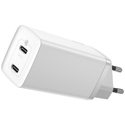 Сетевая зарядка Baseus GaN2 Lite Quick Charger CCGAN2L-M02 2x USB-C Max 65W White