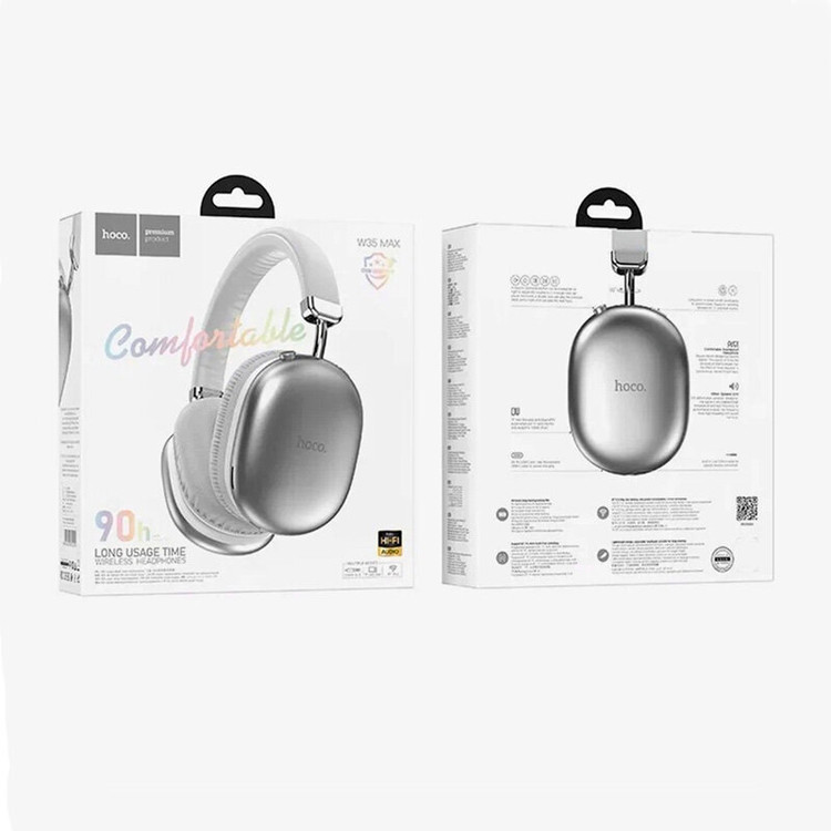 Наушники Bluetooth Hoco W35 Max Joy Silver полноразмерные, изображение 2