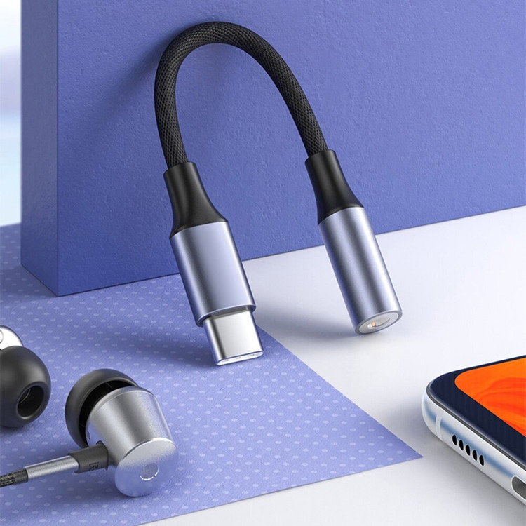 Кликните для увеличения изображения Переходник Type-C штекер ---> гнездо AUX 3.5мм Borofone BV16 Metal Gray Mic + Control, изображение 4