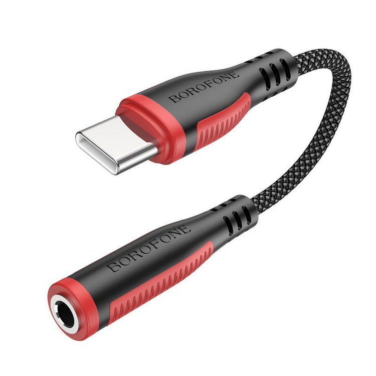 Переходник Type-C штекер ---> гнездо AUX 3.5мм Borofone BV17 Black Red Mic + Control, изображение 3