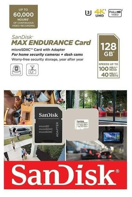 Карта памяти MicroSD 128Gb Class 10 SanDisk Max Endurance U3 4K SDSQQVR-128G-GN6IA, изображение 4