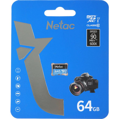 Карта памяти MicroSD 64Gb Class 10 Netac P500 Standard U1 A1 V10 90Mb/s NT02P500STN-064G-S, изображение 2