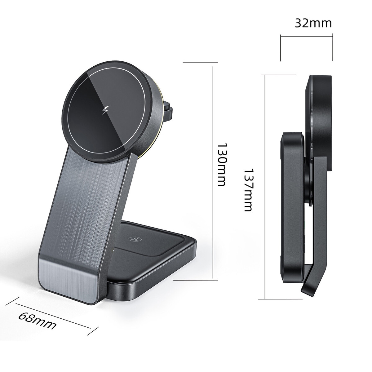 Кликните для увеличения изображения Wireless Charger Hoco CQ3 Motorcycle folding 3-in-1 MagSafe iPhone AirPods iWatch 15W Black, изображение 8