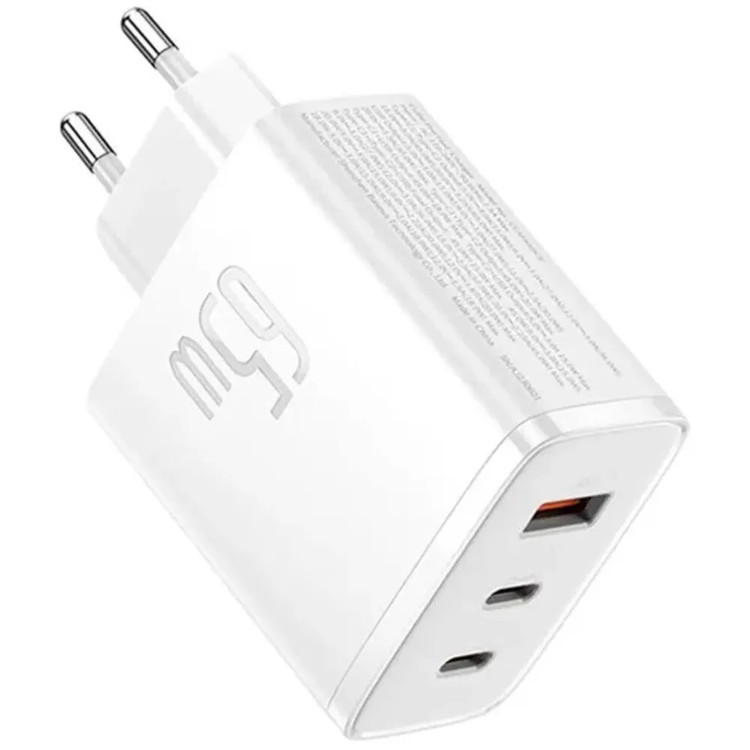 Кликните для увеличения изображения Сетевая зарядка Baseus Cube Pro GaN CCXFK65CE SKU: P10152301213-00 USB-A+2xUSB-C Max 65W Moon White, изображение 4