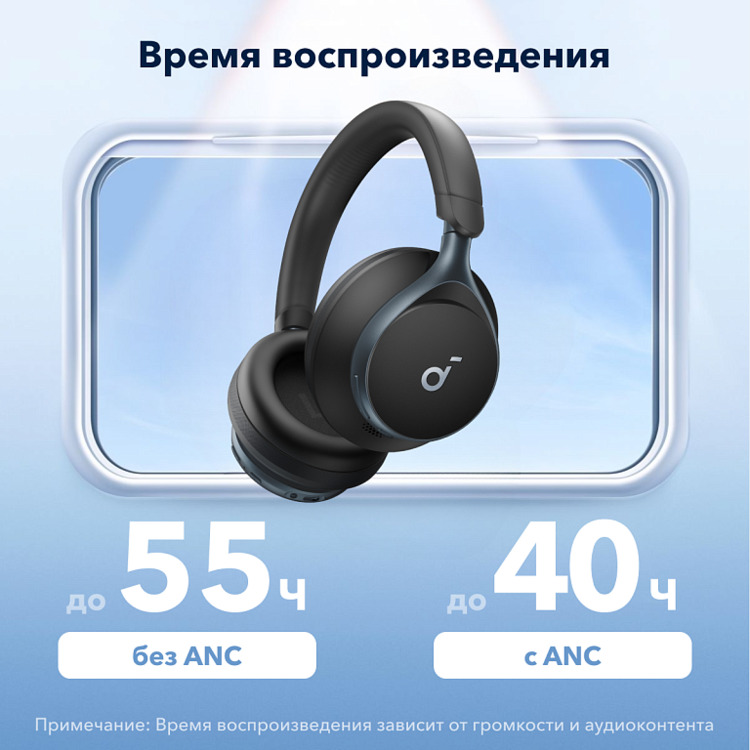 Наушники Bluetooth Soundcore Space One A3035P11 ANC On-Ear Headphones Black, Type-C, изображение 2