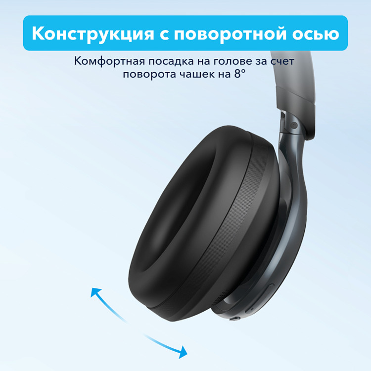 Наушники Bluetooth Soundcore Space One A3035P11 ANC On-Ear Headphones Black, Type-C, изображение 3