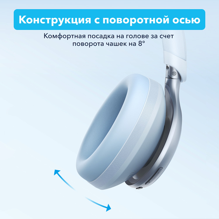 Кликните для увеличения изображения Наушники Bluetooth Soundcore Space One A3035P31 ANC On-Ear Headphones Blue, Type-C, изображение 4