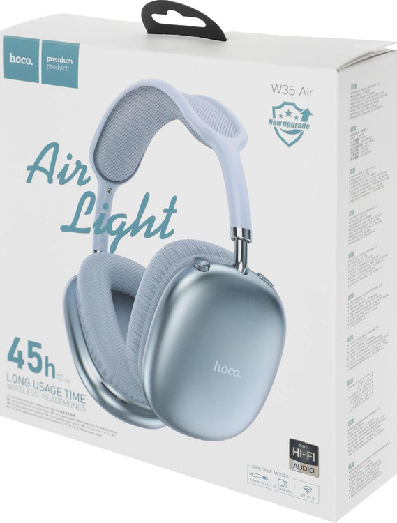 Кликните для увеличения изображения Наушники Bluetooth Hoco W35 Air Triumph Blue полноразмерные, Type-C, изображение 2