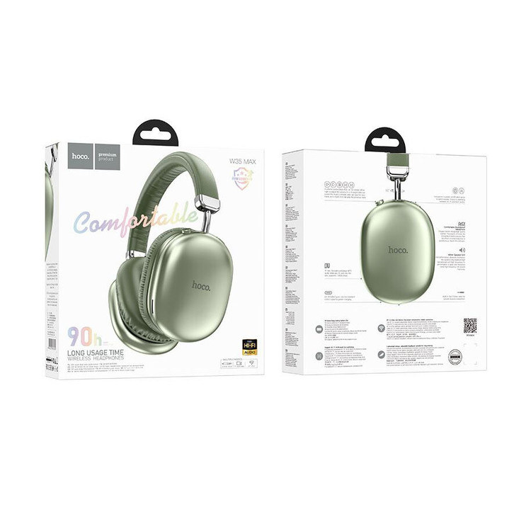 Кликните для увеличения изображения Наушники Bluetooth Hoco W35 Max Joy Green полноразмерные, Type-C, изображение 2