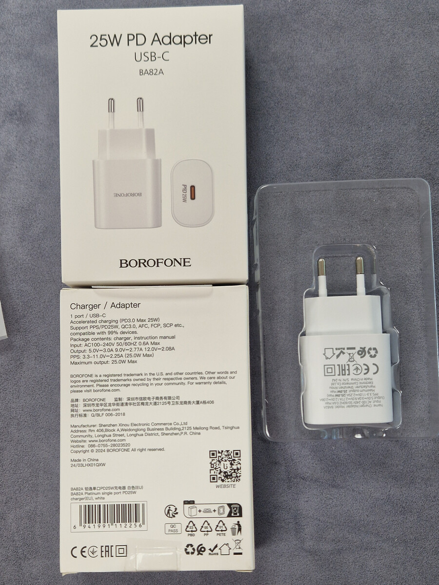 Кликните для увеличения изображения Сетевая зарядка Borofone BA82A Platinum Type-C порт 25W PD3.0 25W белая, изображение 6