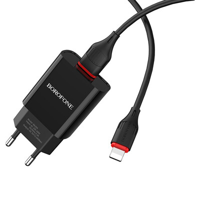 Сетевая зарядка с кабелем Lightning Borofone BA20A 2.1А черный