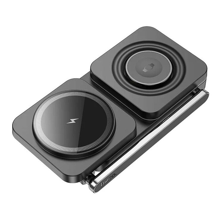 Кликните для увеличения изображения Настольная зарядка Hoco CQ10 Consuelo 3-in-1 iPhone AirPods iWatch 15W Black, изображение 2