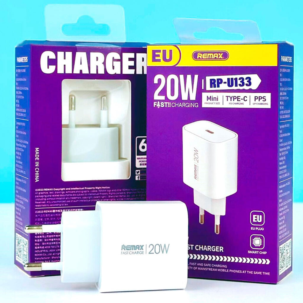Сетевая зарядка Remax RP-U133 Kiddy Platinum PD3.0 Type-C порт 20W белая, изображение 3