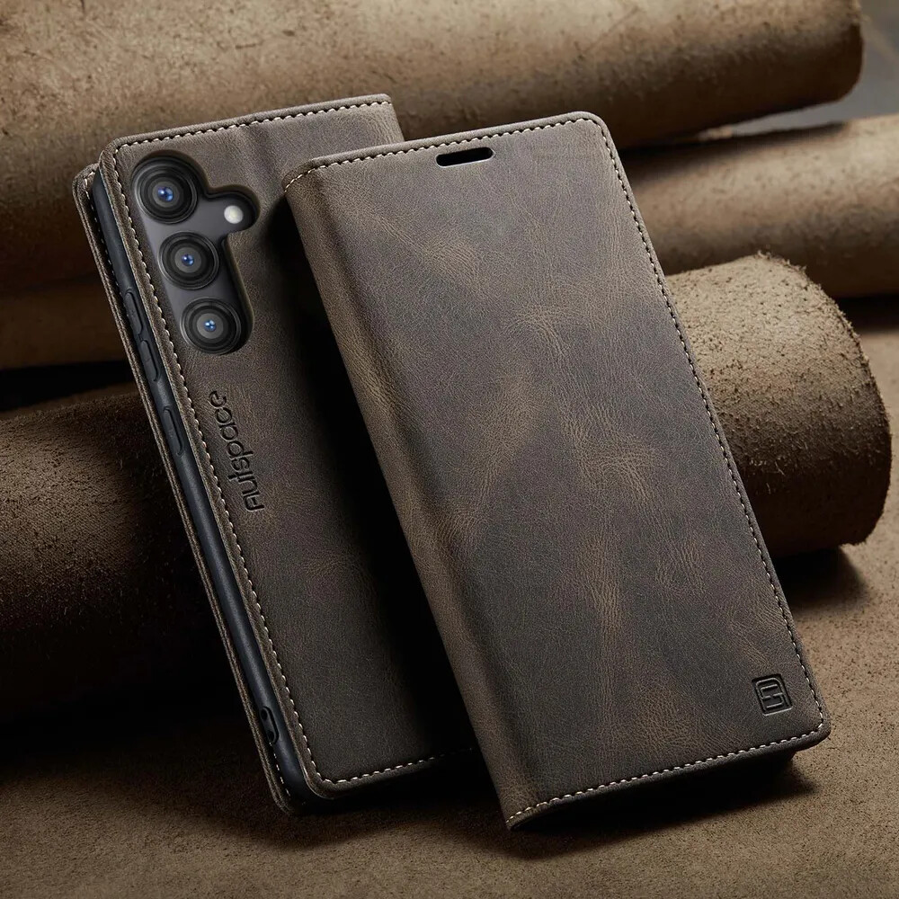 Кликните для увеличения изображения Чехол для Samsung A05S книжка с магнитом AutSpace Brown с магнитом, изображение 3