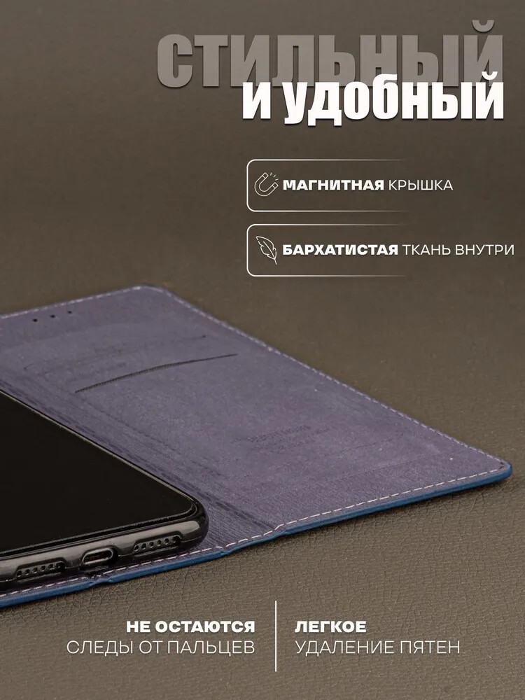 Кликните для увеличения изображения Чехол для Samsung A14 книжка с магнитом Rich Boss Blue с магнитом, изображение 6