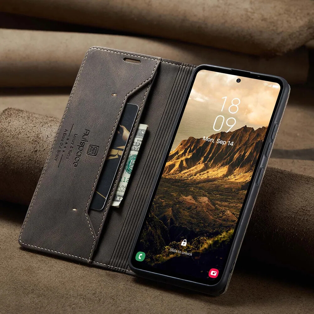 Кликните для увеличения изображения Чехол для Samsung A23 книжка с магнитом AutSpace Brown с магнитом, изображение 4