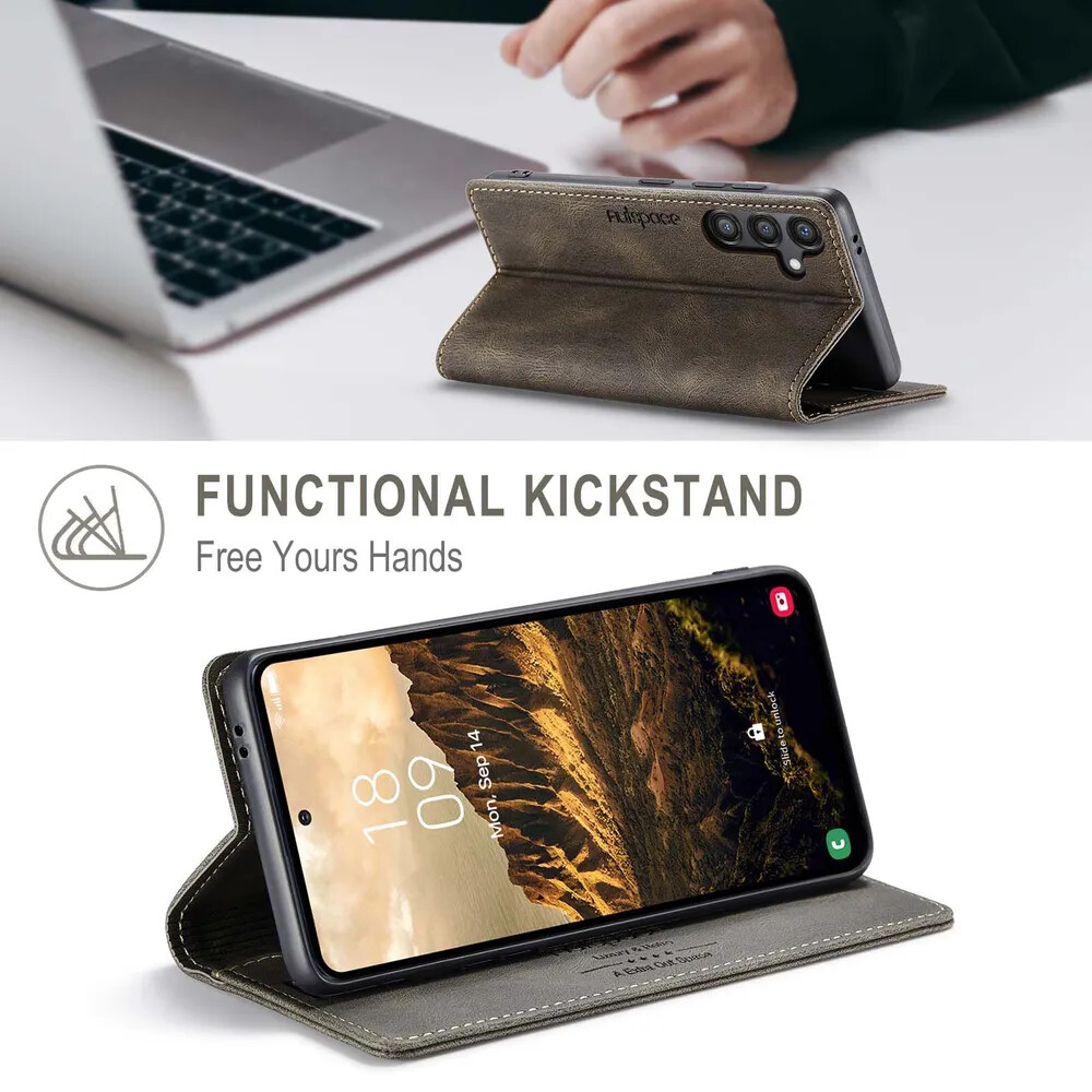 Кликните для увеличения изображения Чехол для Samsung A23 книжка с магнитом AutSpace Brown с магнитом, изображение 5