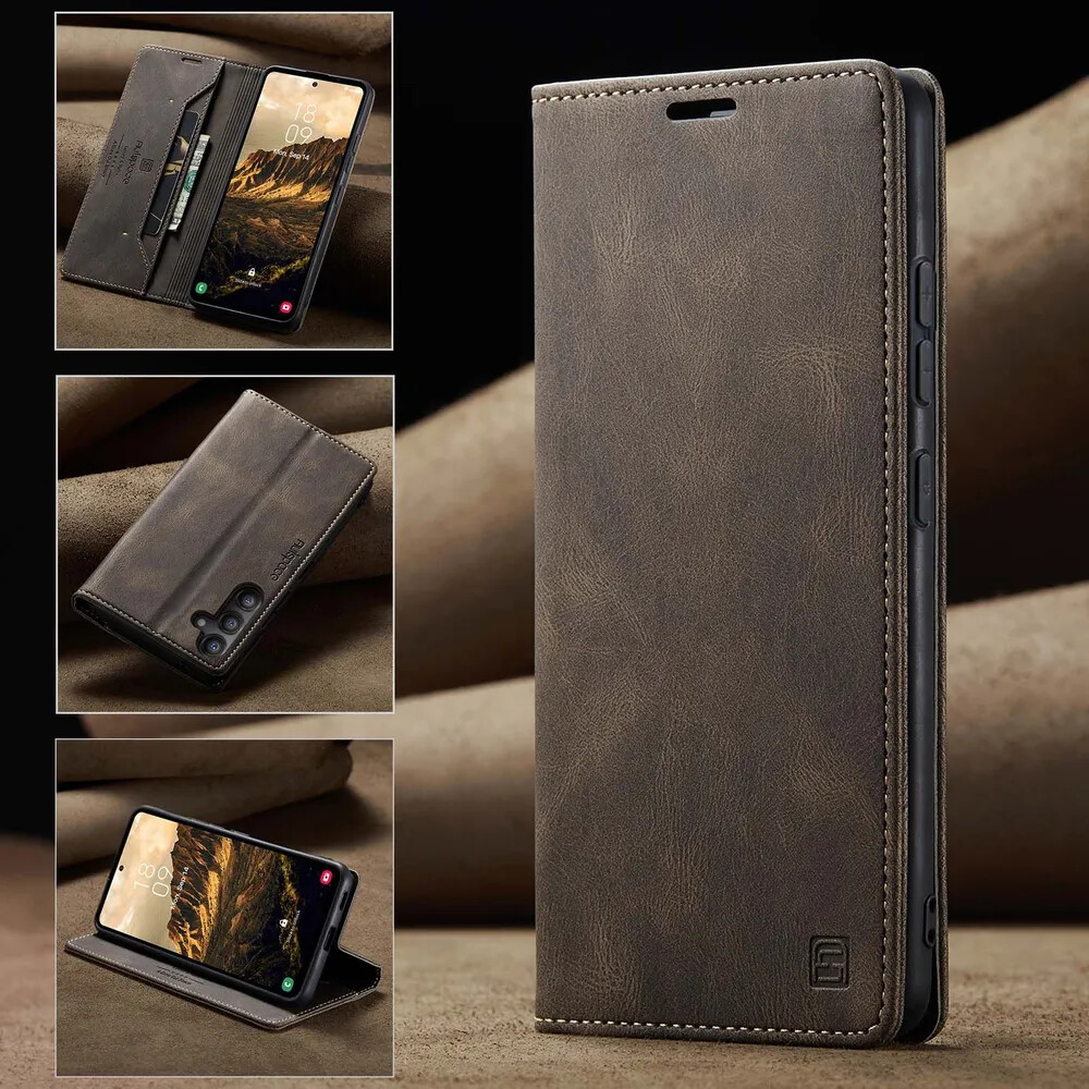 Кликните для увеличения изображения Чехол для Samsung A25 книжка с магнитом AutSpace Brown с магнитом, изображение 3