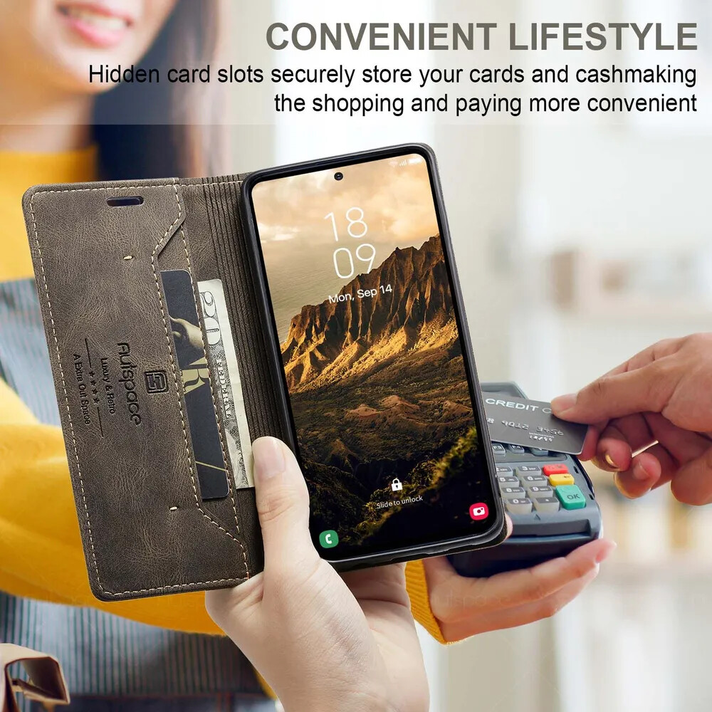 Кликните для увеличения изображения Чехол для Samsung S24 книжка с магнитом AutSpace Brown с магнитом, изображение 7