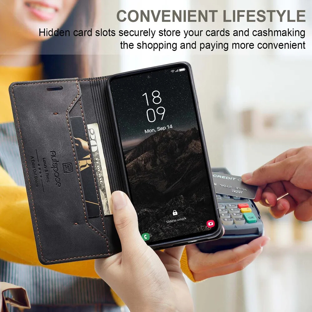 Кликните для увеличения изображения Чехол для Samsung S24+ книжка с магнитом AutSpace Black с магнитом, изображение 9